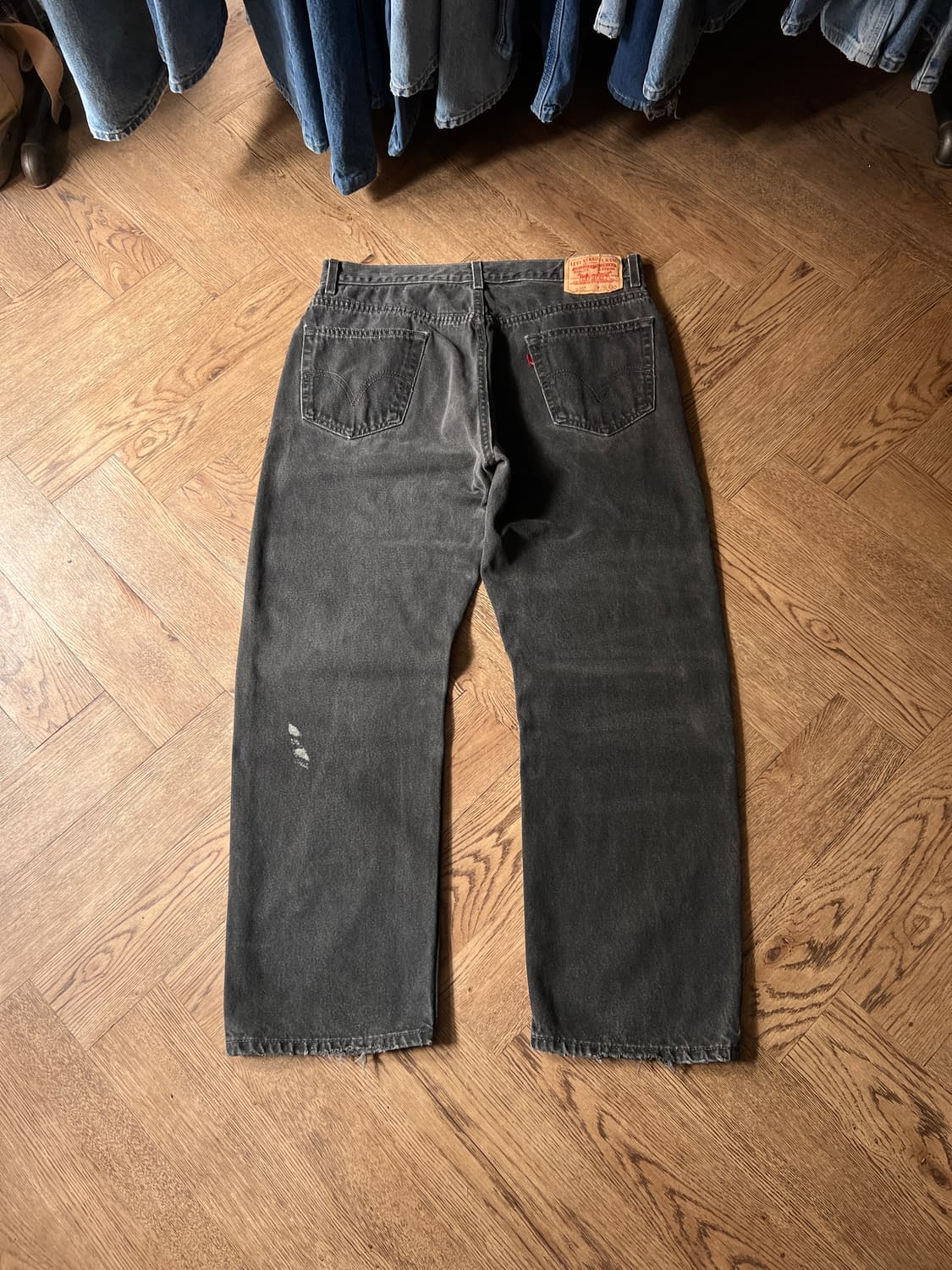 [36]00's 리바이스 505 블랭크탭 빈티지 워싱 흑청 데님 팬츠 상품이미지2