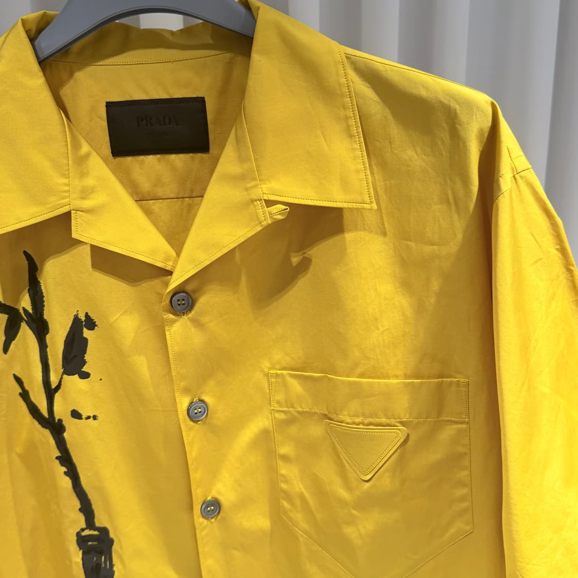 (A+/XXXL) / 프라다 프린팅 숏 슬리브 코튼 반팔 셔츠 옐로우 상품이미지5