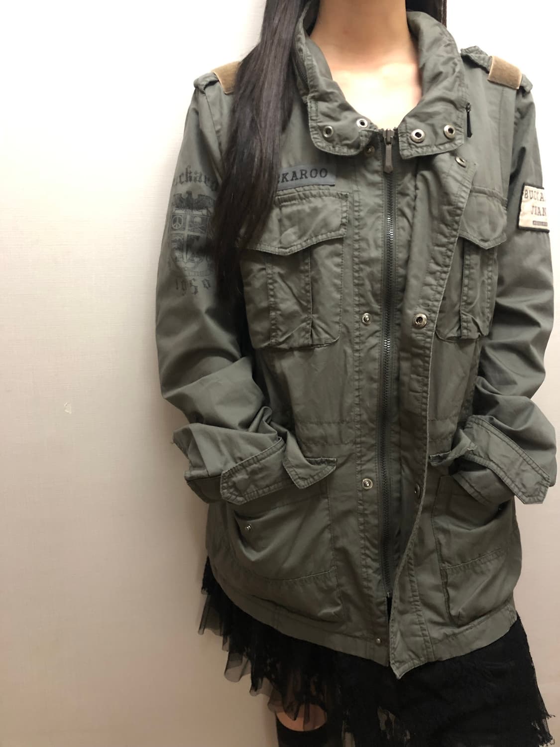 빈티지 버커루 카키 펑크 자켓 상품이미지6