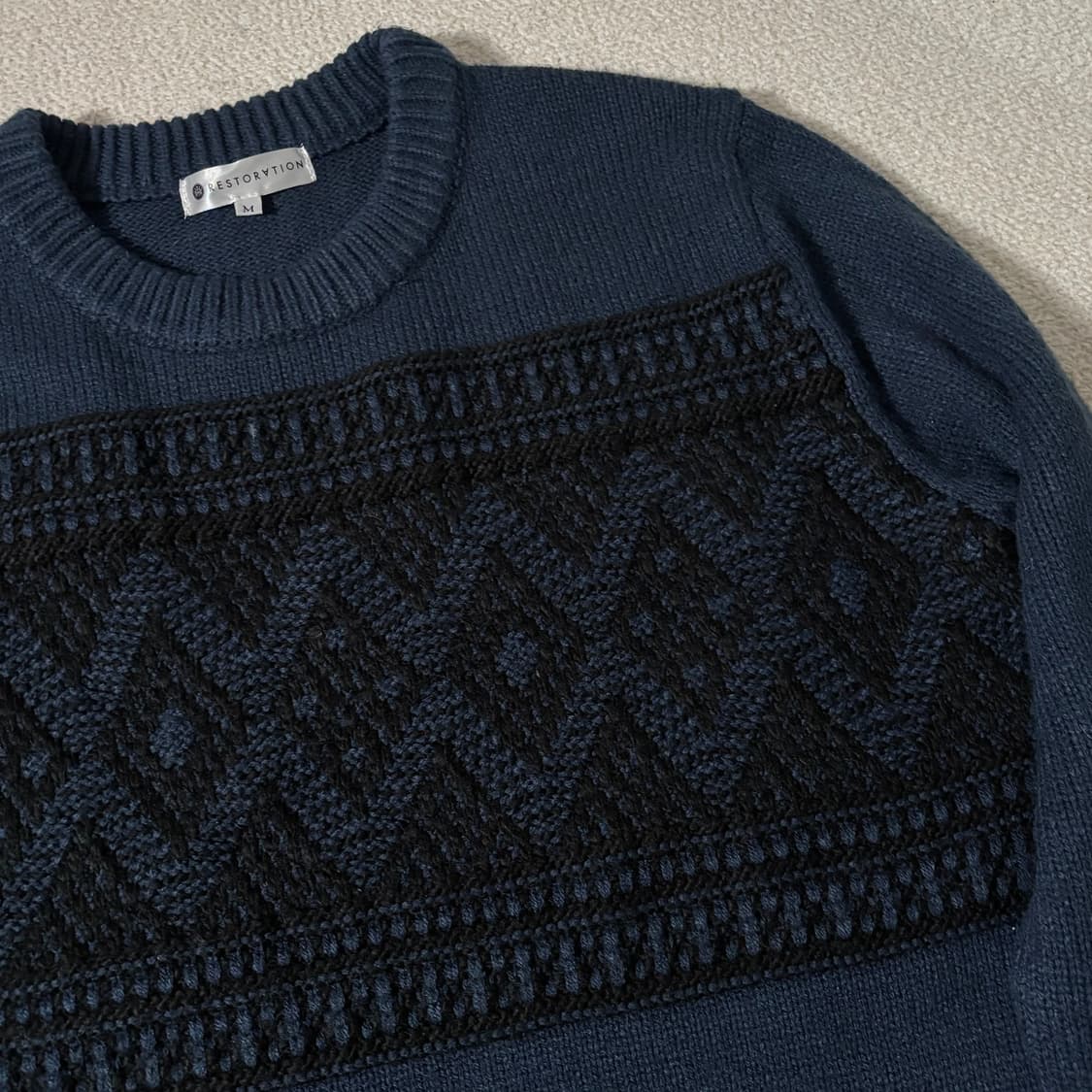 일본빈티지 다크블루 노르딕 패턴 니트 상품이미지2