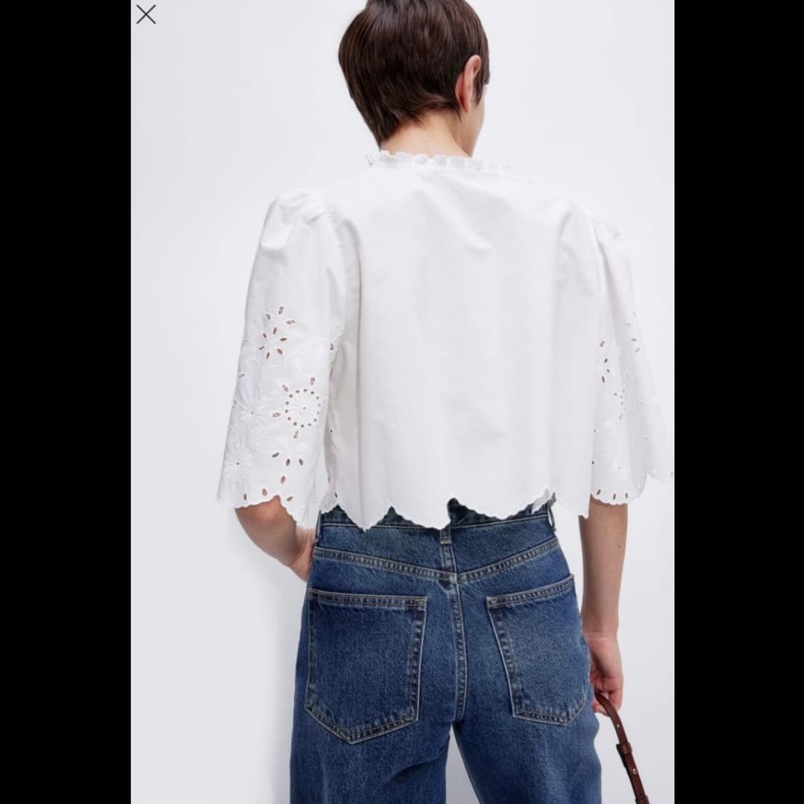 h&m 에이치앤엠 브로드리 앙글레즈 크롭트 블라우스 (새상품) 상품이미지9