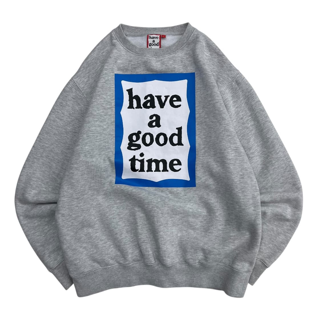 해브어굿타임 블루 센터로고 그레이 맨투맨 L 상품이미지2