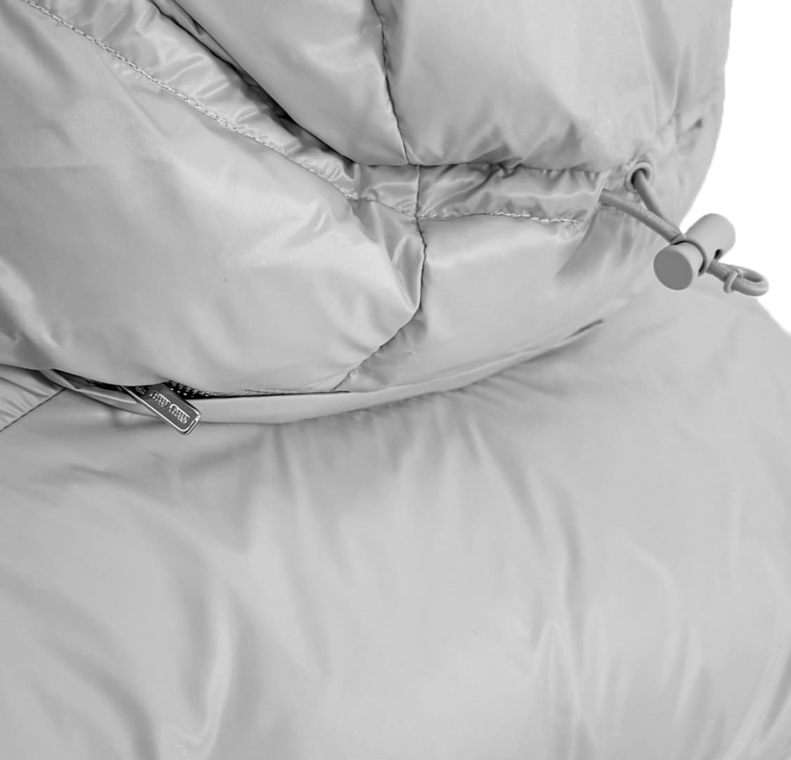 [40] 미우미우 여성 백로고 푸퍼 후드 나일론 다운 패딩 자켓 그레이 상품이미지5