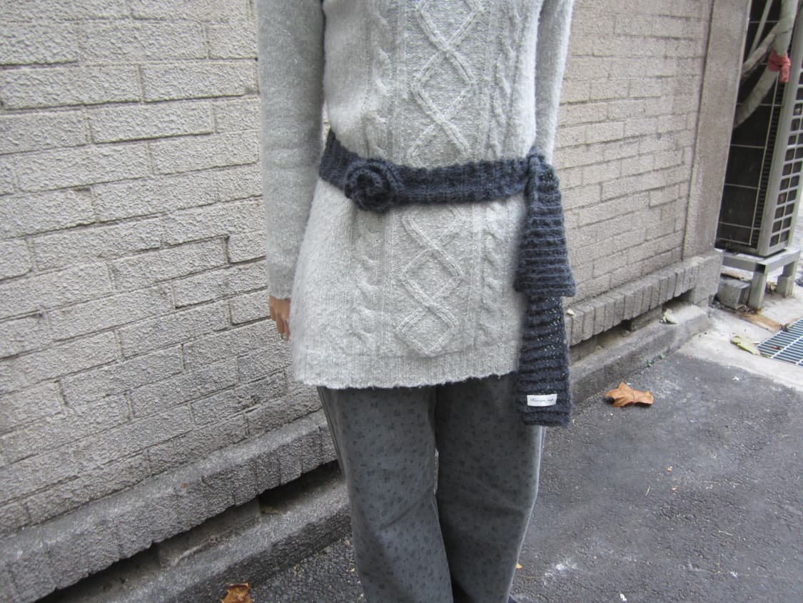 crochet mohair rose scarf charcoal 상품이미지7