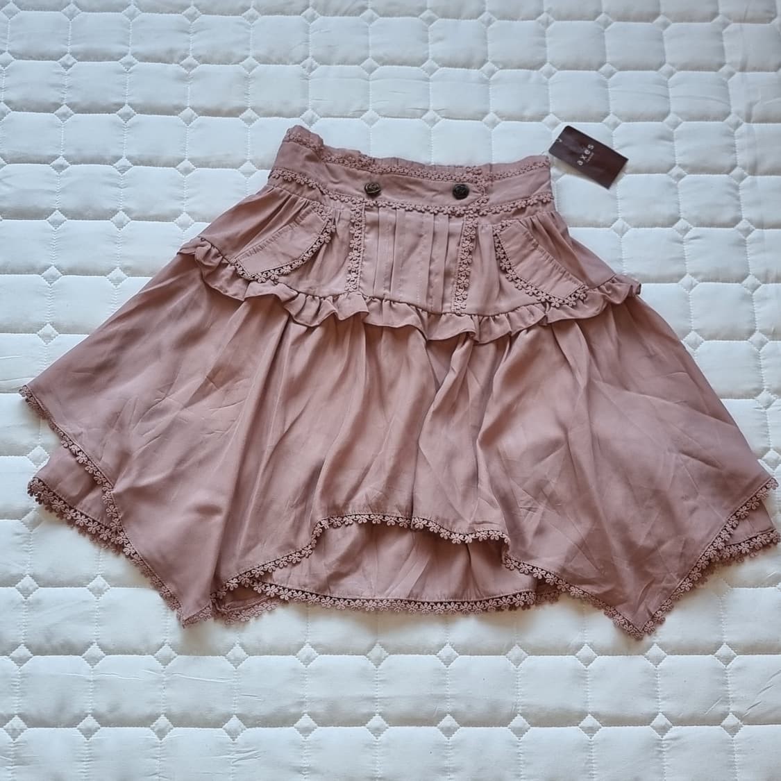 액시즈팜 레이스 프릴 핑크 스커트 상품이미지5