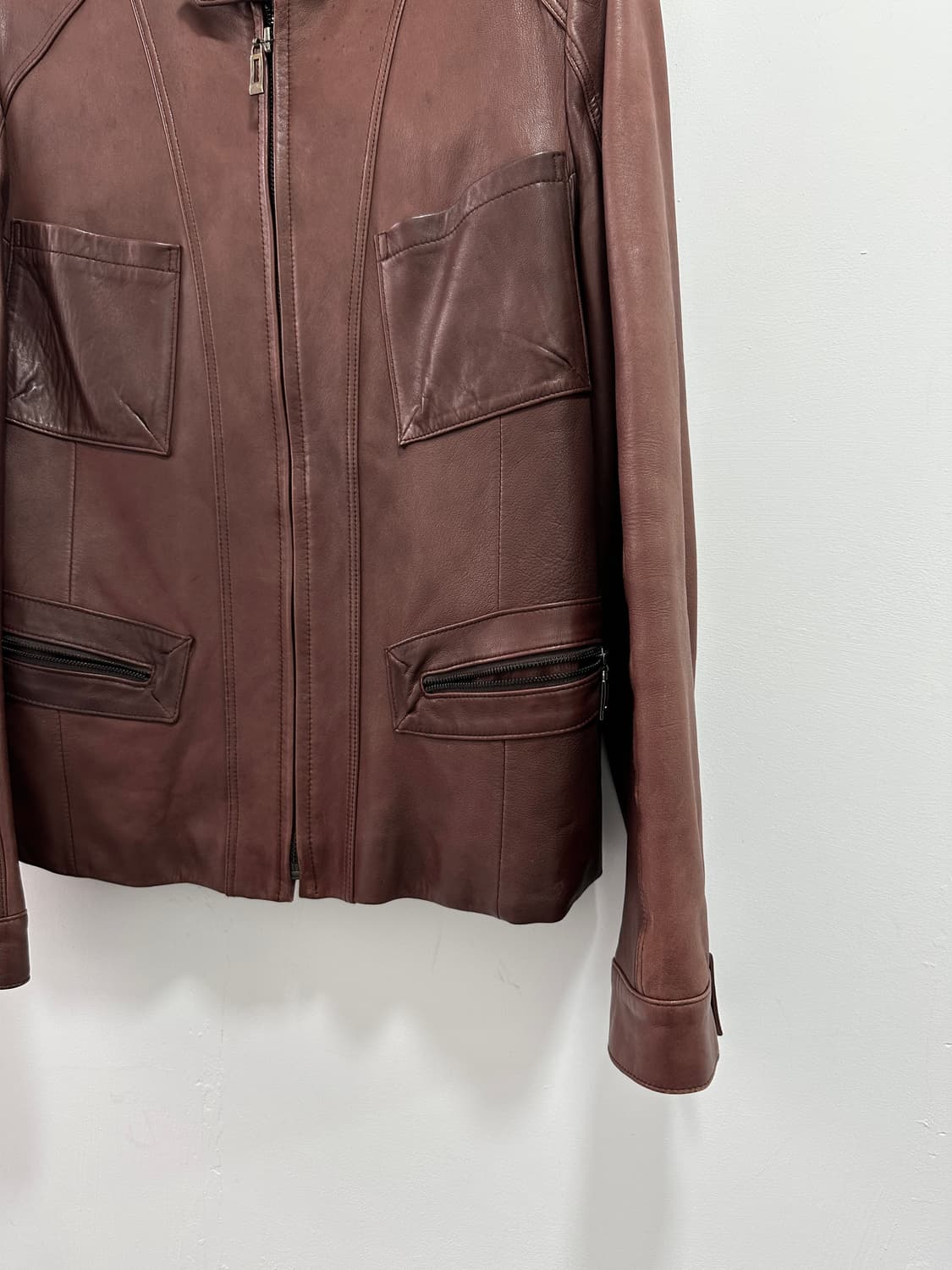 Red brown pocket lambskin jacket 상품이미지8