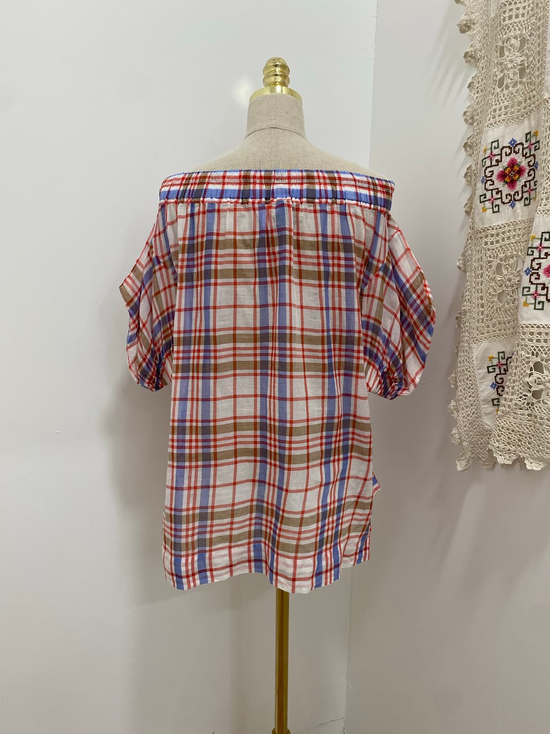 Vivienne Westwood 체크 오프숄더 블라우스 상품이미지7