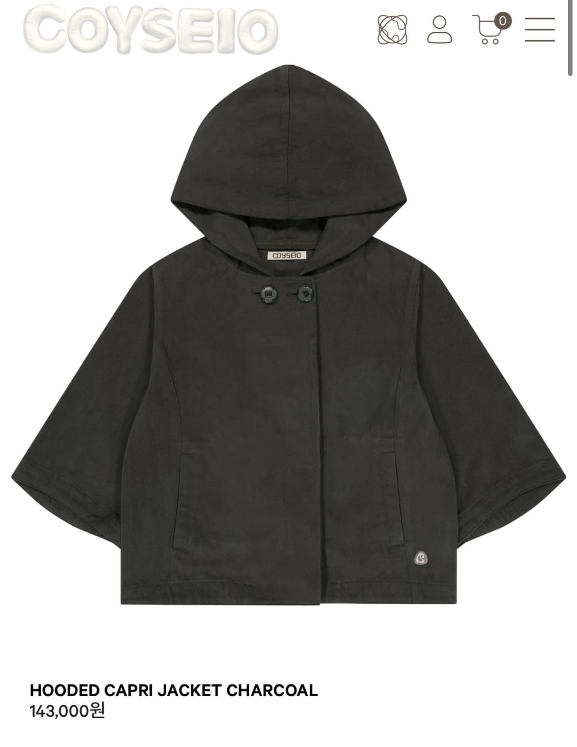 코이세이오 카프리 자켓 차콜 팝니다 상품이미지1
