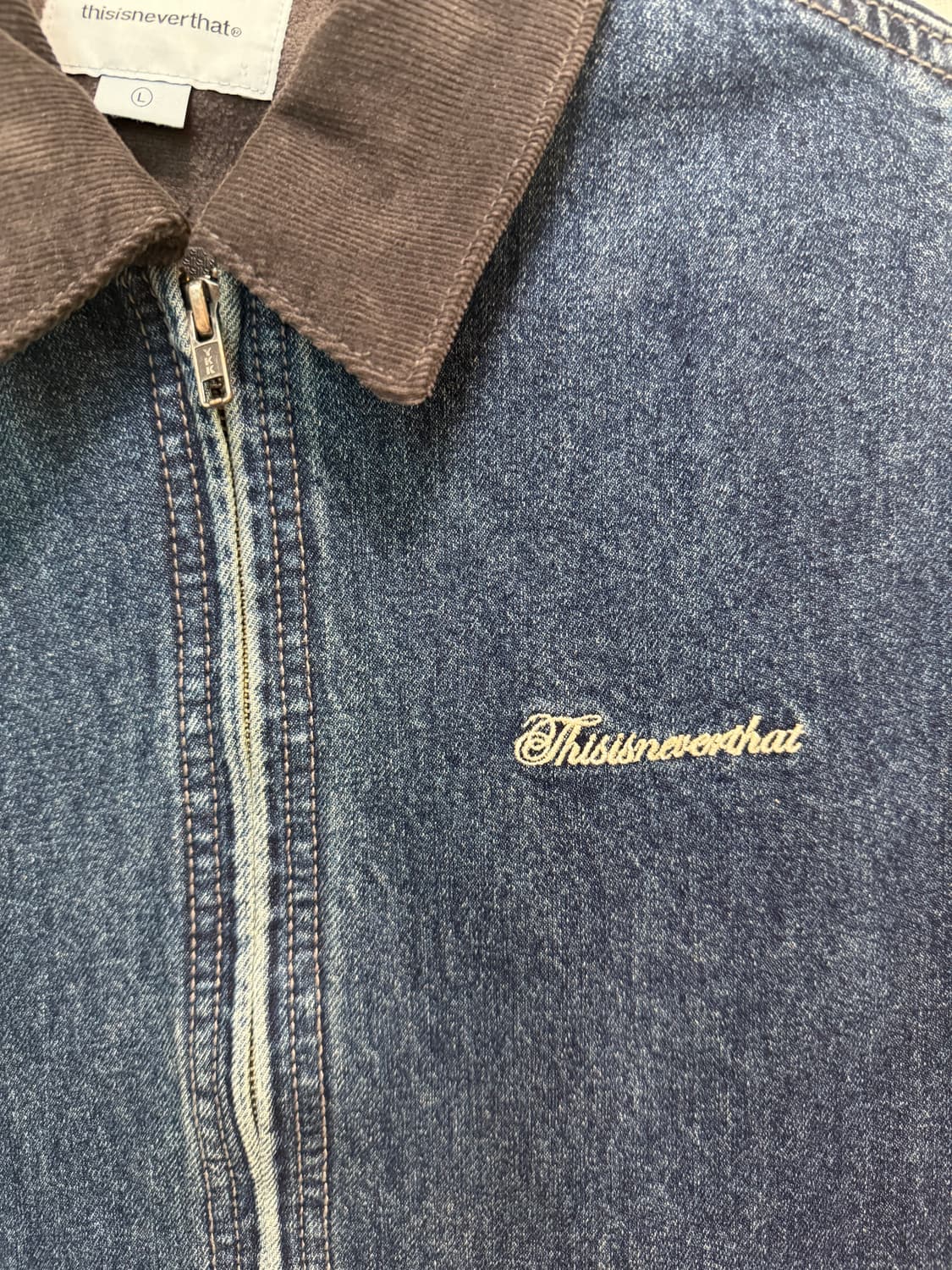 L) 디스이즈네버뎃 데님 워크 자켓 블루 상품이미지5