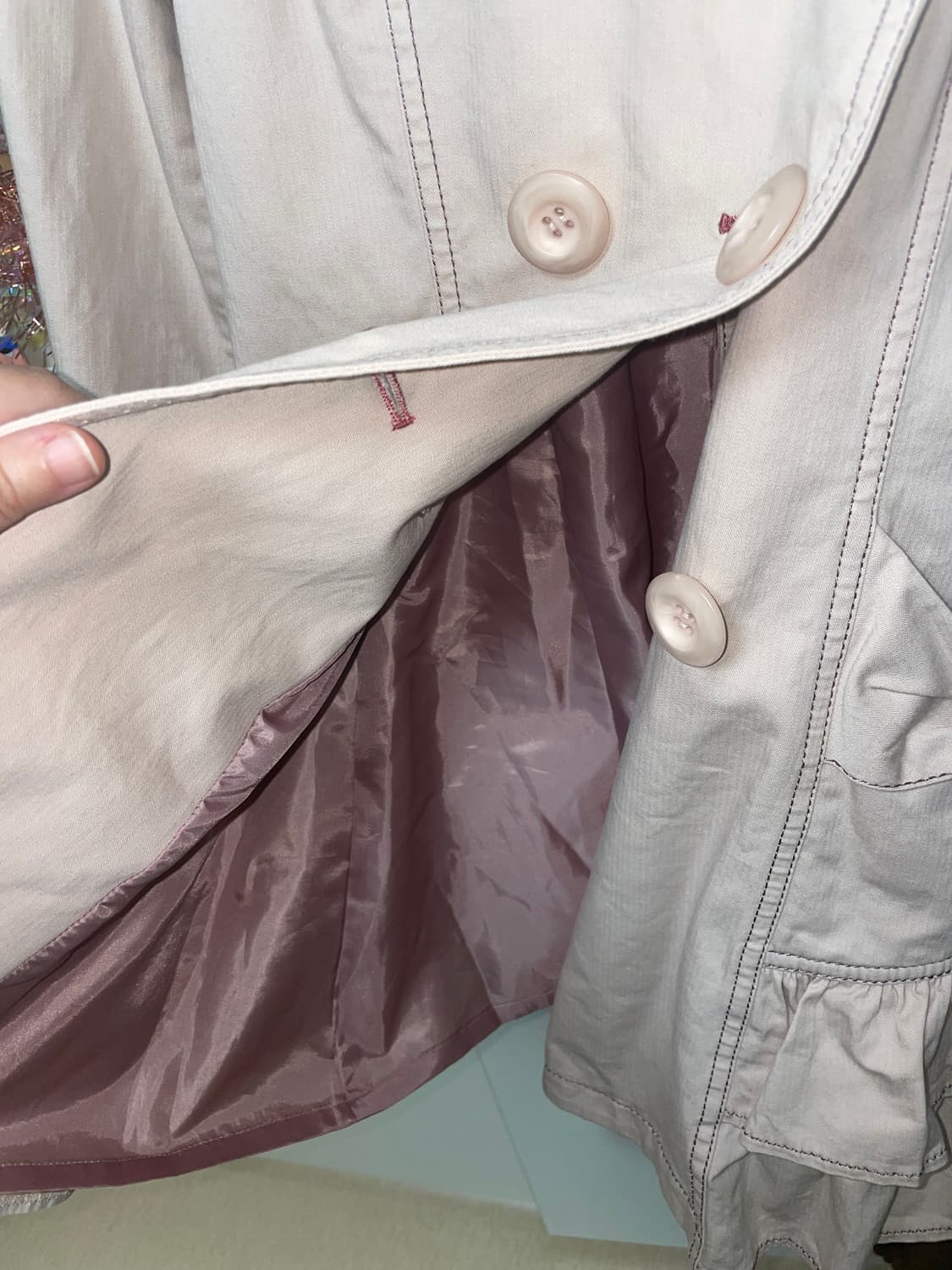 메조피아노 라떼갸루 핑크 프릴 트렌치 코트 히메갸루 조지호쿠 상품이미지6