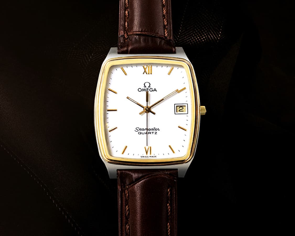 오메가 씨마스터 희귀 화이트 로만 다이얼 남녀공용 쿼츠 시계 상품이미지4