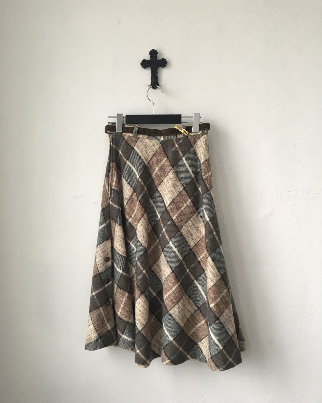 Belted check pattern woolen skirt 상품이미지4
