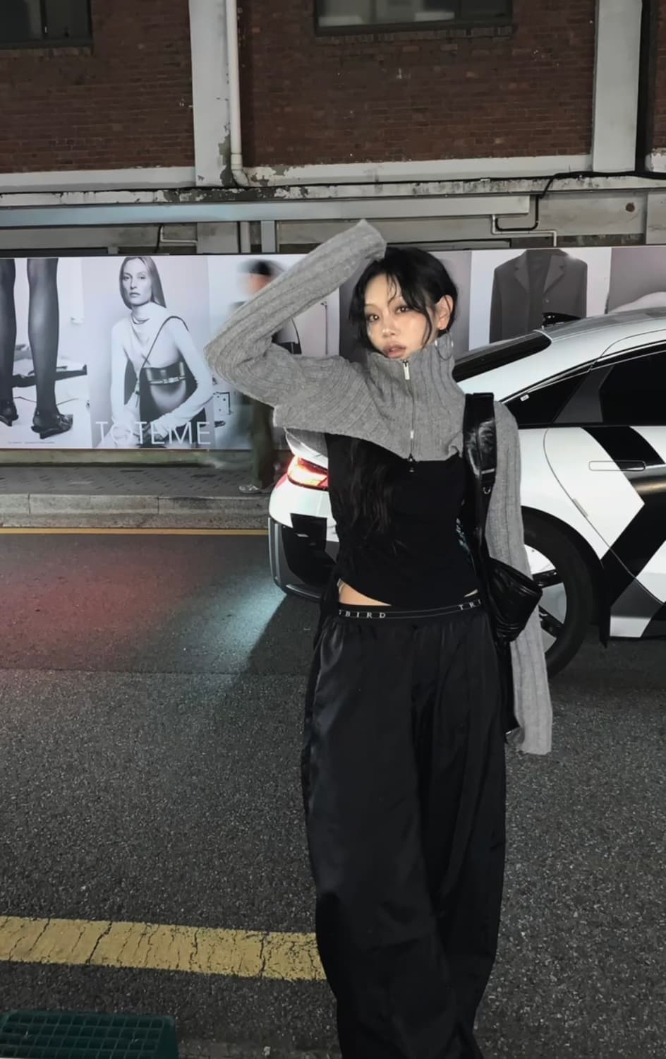 트리밍버드 하이넥 볼레로 니트 집업 그레이 상품이미지3