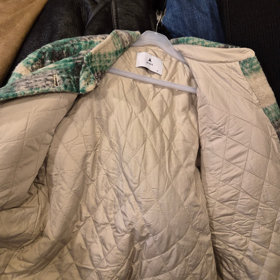 여성-FREE 그린체크 셔츠타입 코트 상품이미지5