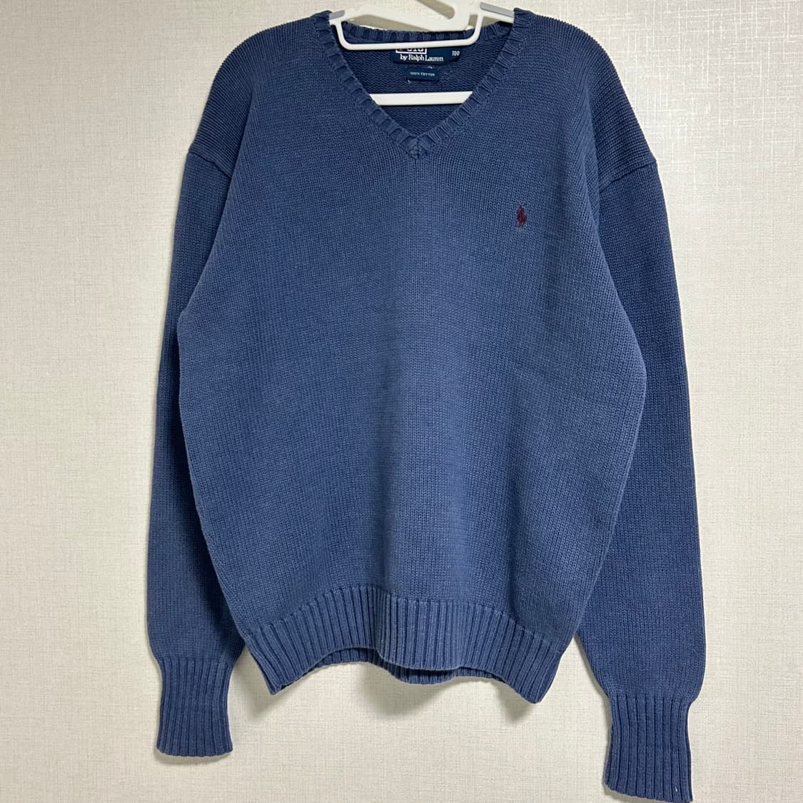 폴로 랄프로렌 오버핏 브이넥 코튼 니트 네이비 블루 100 L  상품이미지3