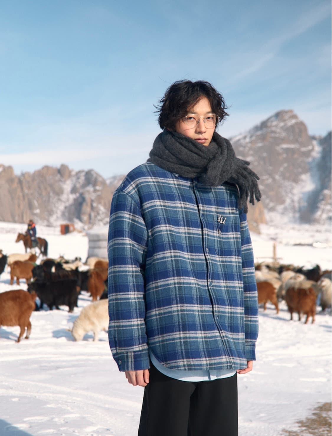 stu padded check shirt blue 상품이미지3