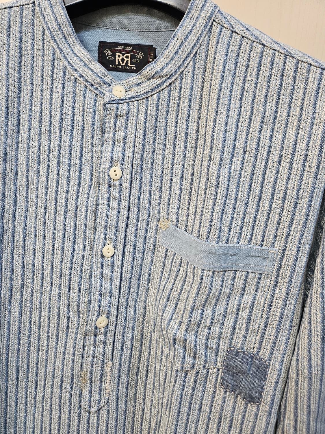 RRL 리페어 리넨 코튼 팝오버 셔츠 XL 상품이미지2