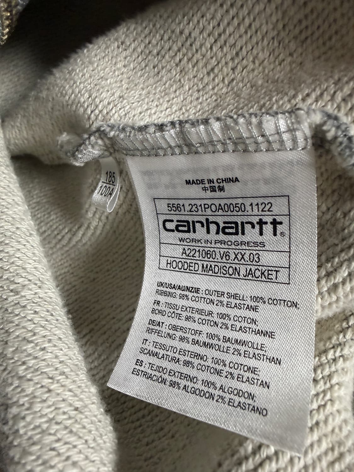 칼하트 wip 메디슨 로고 후드 그레이 xl사이즈 상품이미지3