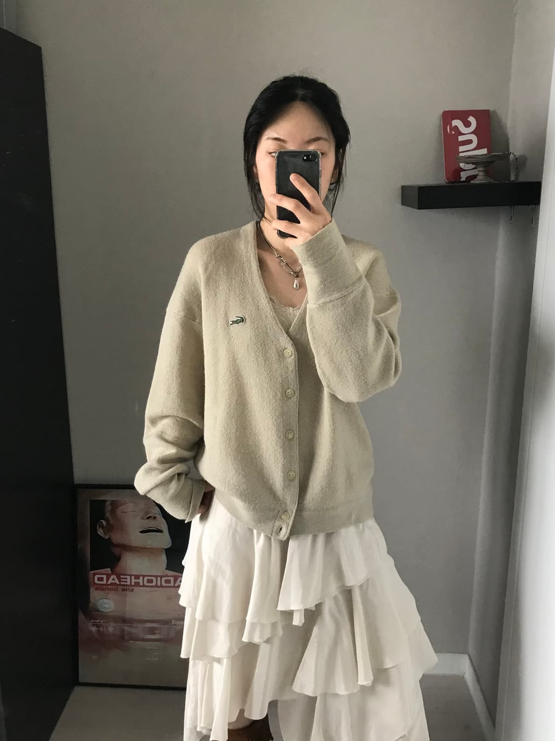 라코스테 (주)서광 올드스쿨 모 브이넥 가디건 아이보리 상품이미지3