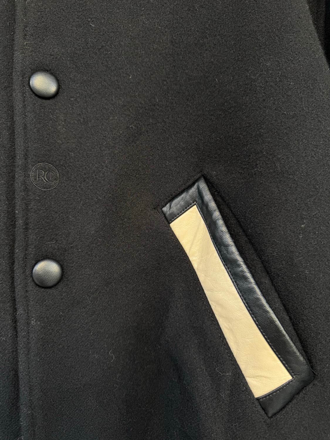 recto 렉토 버틀러 레더 울 바시티 자켓 블랙 M 상품이미지7