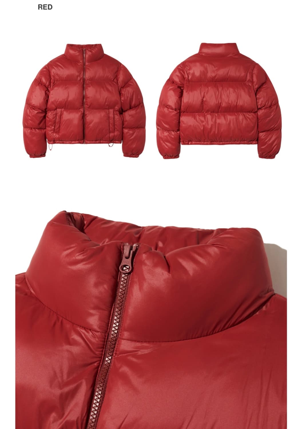 아메스 크롭패딩 레드 상품이미지2
