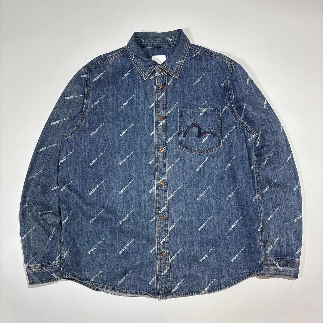 에비수 데님 패턴 셔츠 상품이미지1