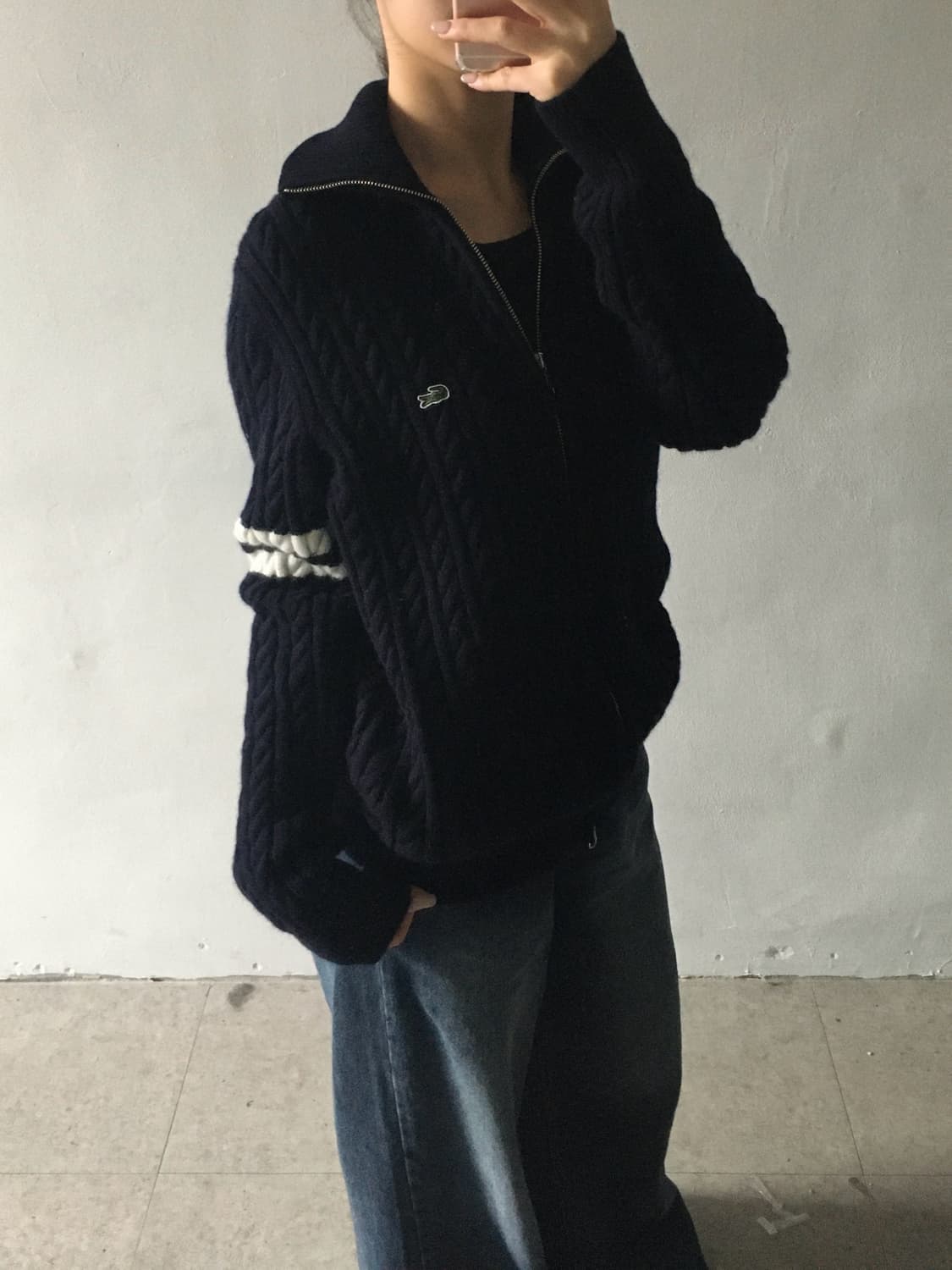 라코스테 로고 니트집업 상품이미지2