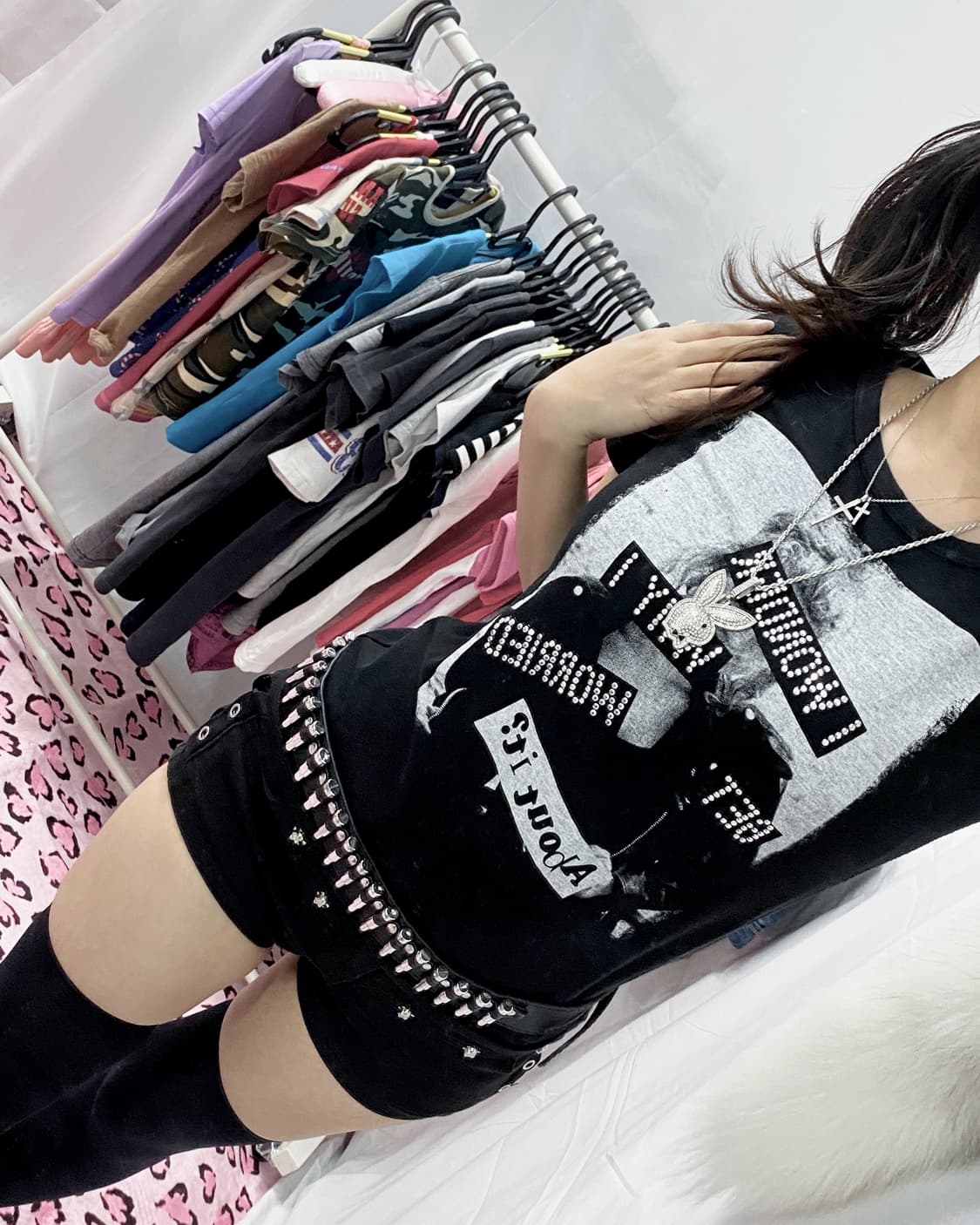 [TM-PARTY] y2k 프린팅 큐빅 반팔 상품이미지2