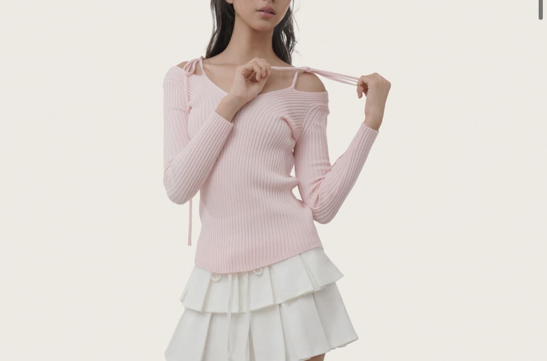 클리시어  Eclair 리본 니트 핑크 상품이미지1