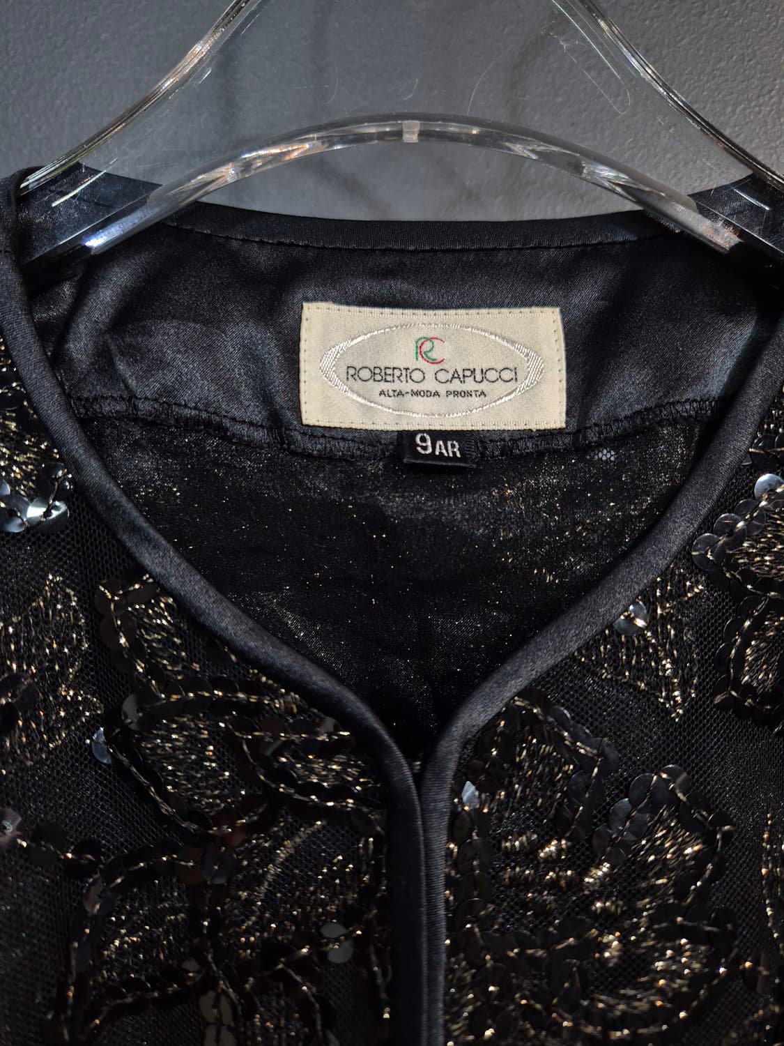 Roberto Capucci 꽃무늬 금빛 스팽글 자수 시스루 자켓 S 상품이미지3