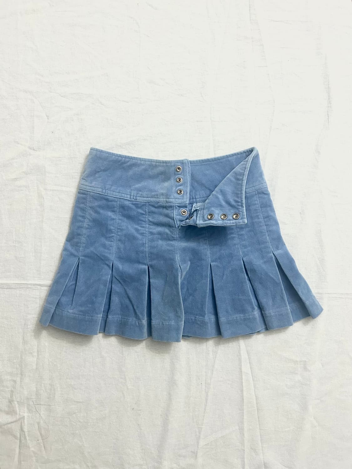 비비안웨스트우드 블루 벨벳 플리츠 미니 스커트 상품이미지1