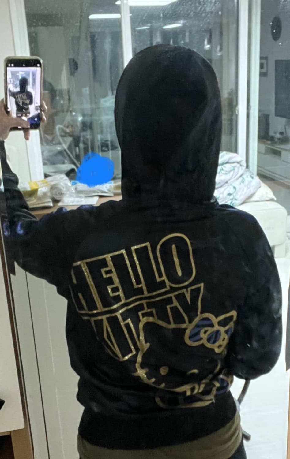 헬로키티 블루 지브라 포인트 갸루 후드집업 상품이미지3