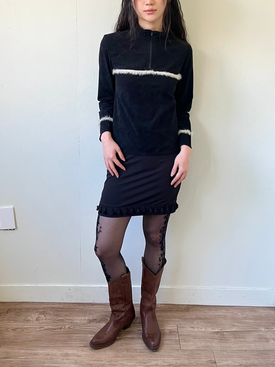 lnvitation 레이스 퍼 터틀넥 상품이미지5