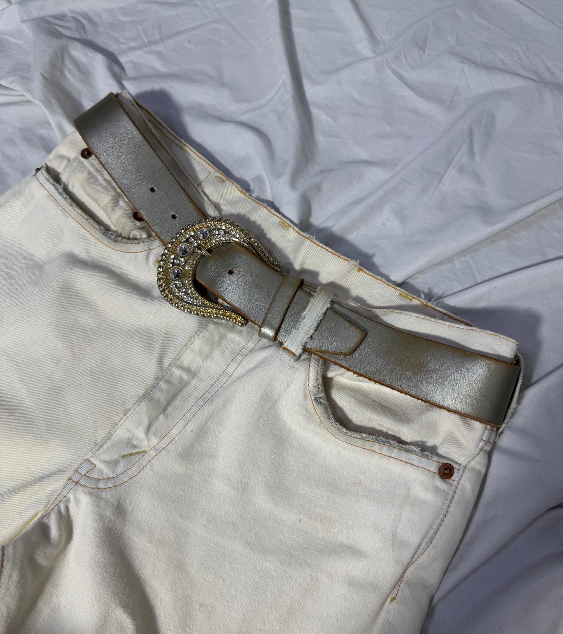 빈티지 크리스탈 웨스턴 버클 레더 벨트 상품이미지2