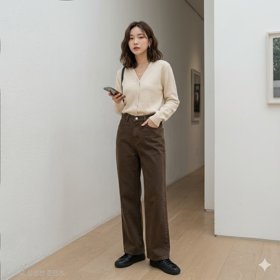 리얼코코 브라운 와이드 데님 팬츠 상품이미지1