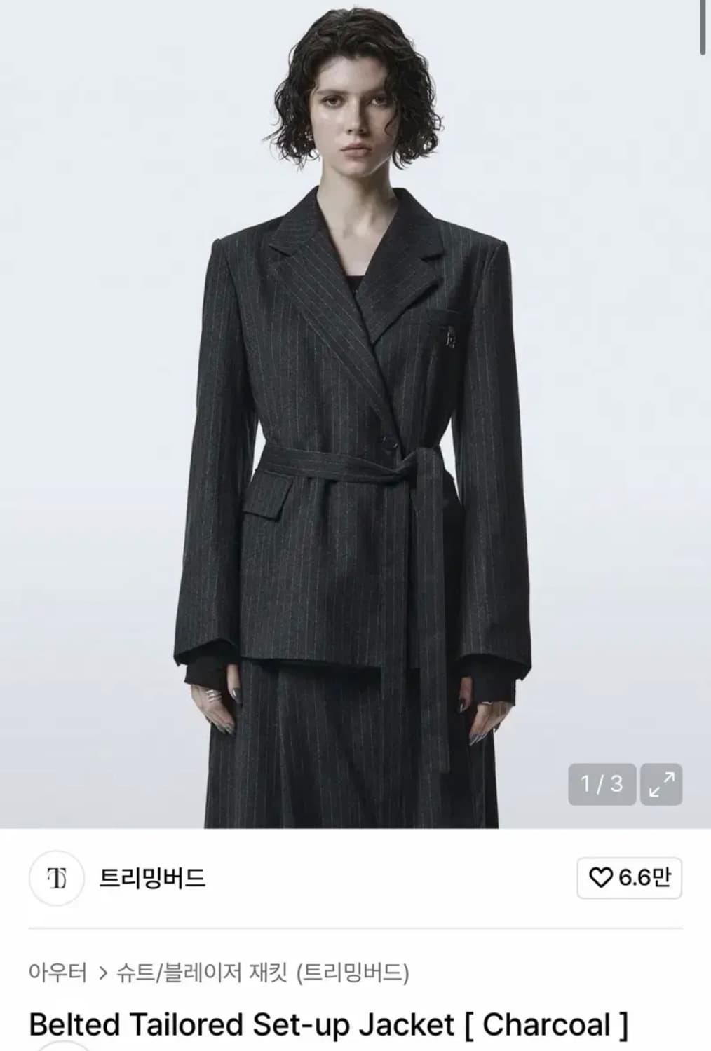 트리밍버드 스트라이프 벨트 셋업 자켓 새상품  상품이미지1