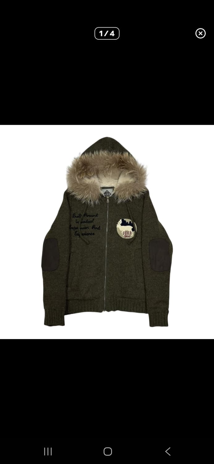 빈티지 지프 울니트 집업 라쿤 퍼 후드집업 상품이미지1