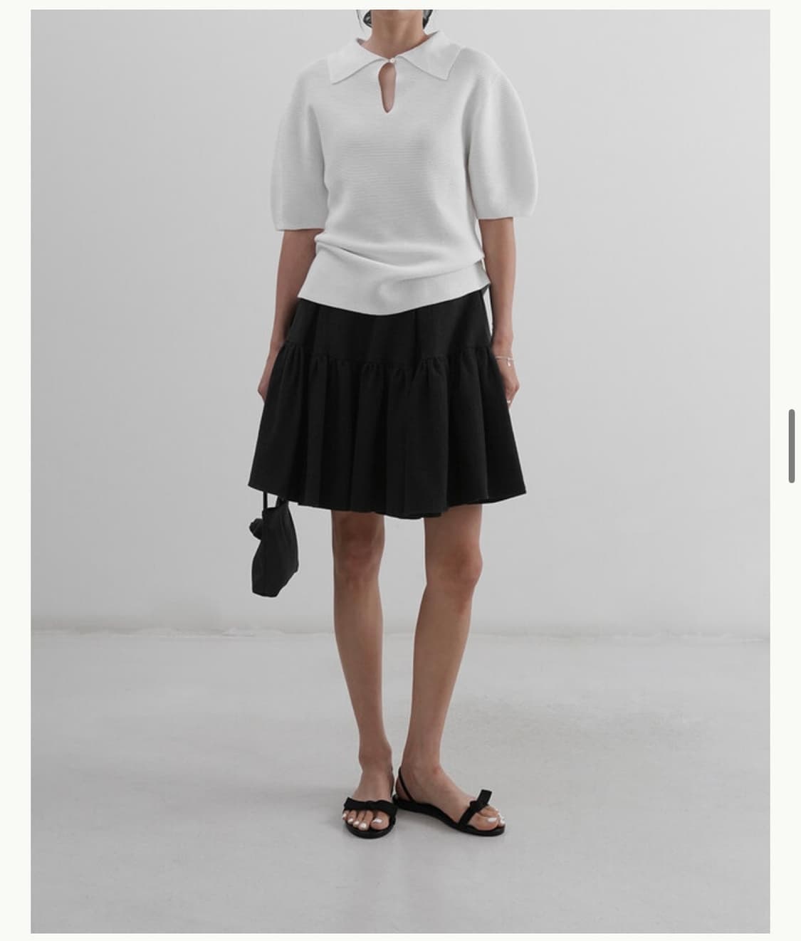 11am 블랙 플레어 린넨 스커트 상품이미지4