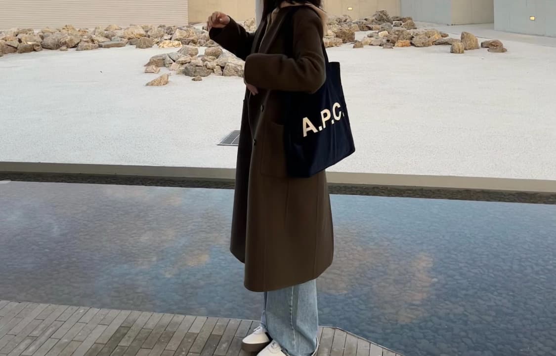 아페쎄 코듀로이 에코백 네이비 상품이미지1