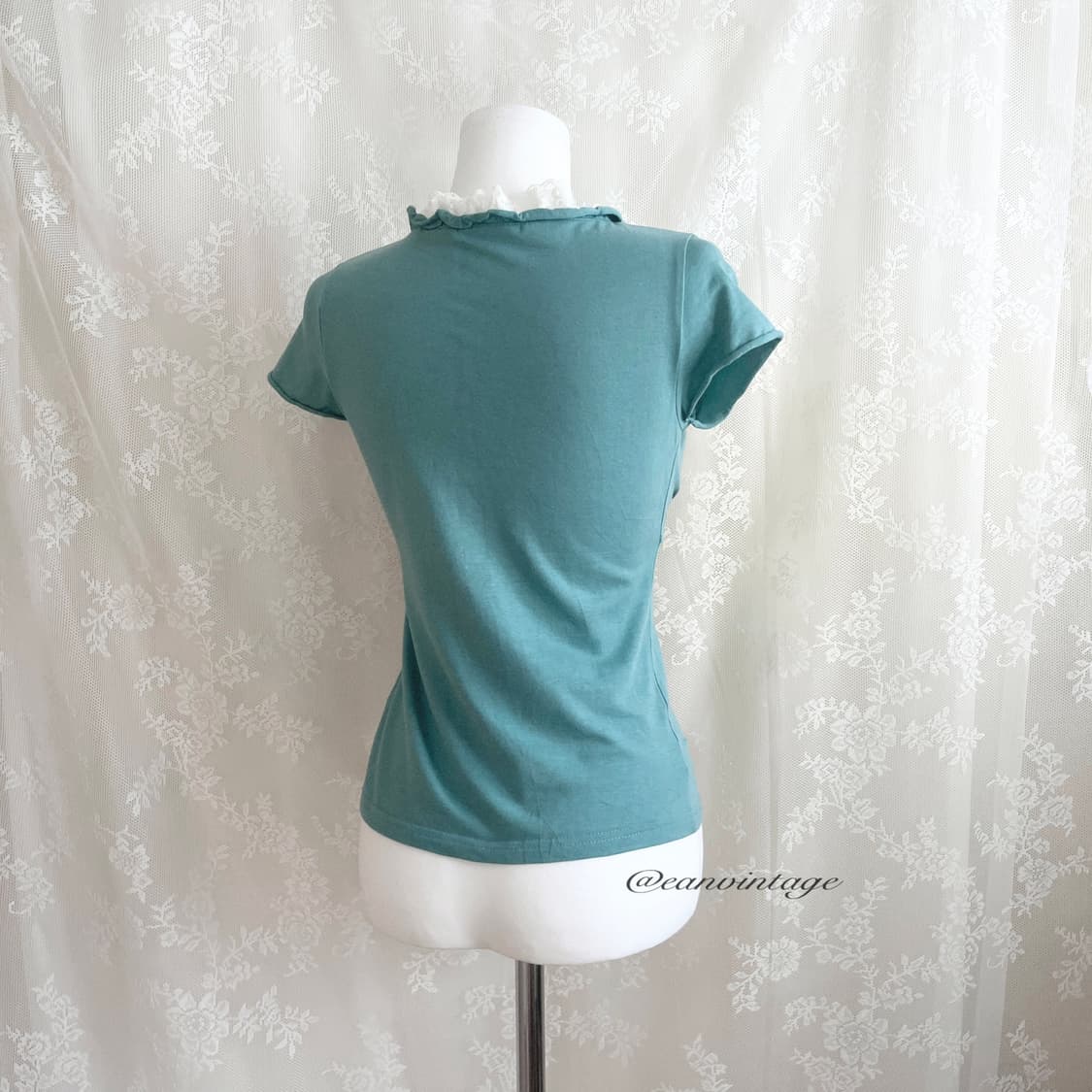 teal blue lace top 상품이미지4