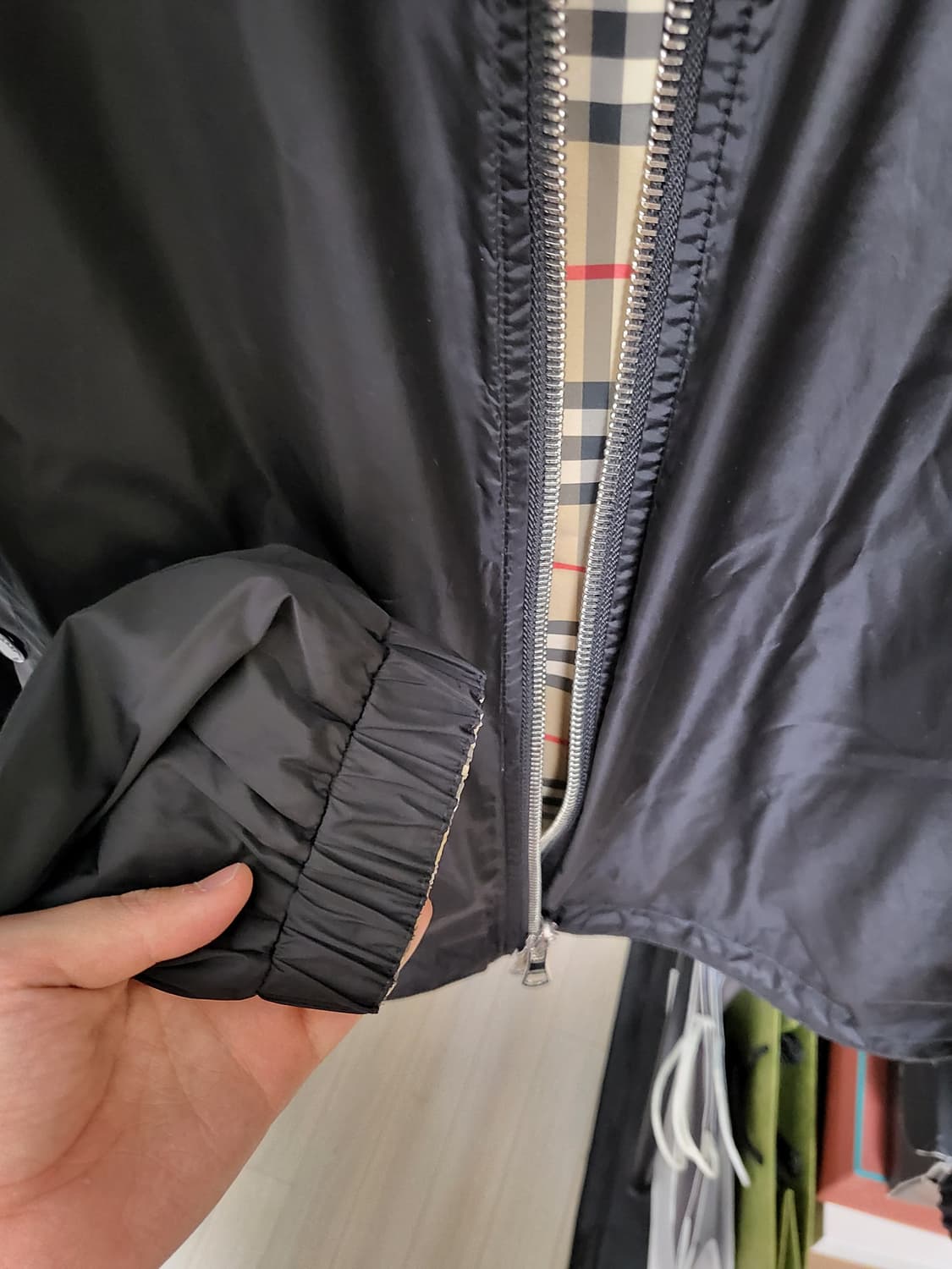 버버리 리버시블 체크 바람막이 자켓 L 상품이미지7