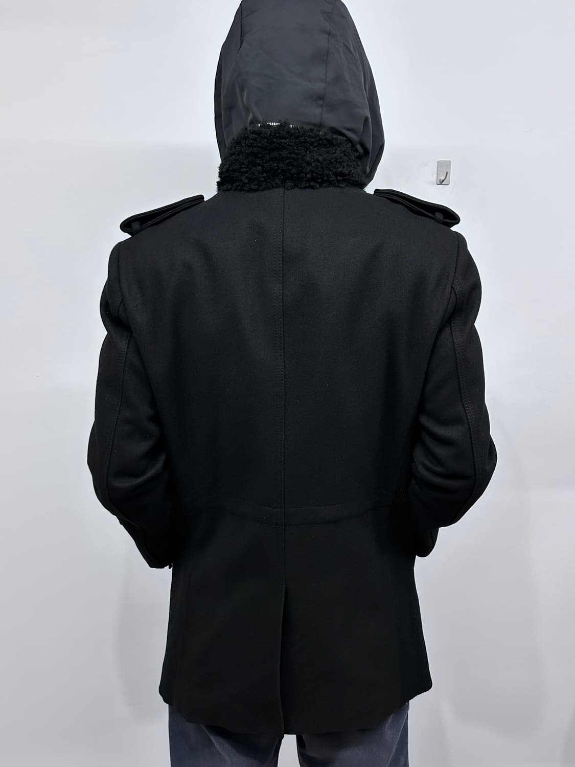 솔리드 옴므 히든 후디 하이넥 울 코트 상품이미지5