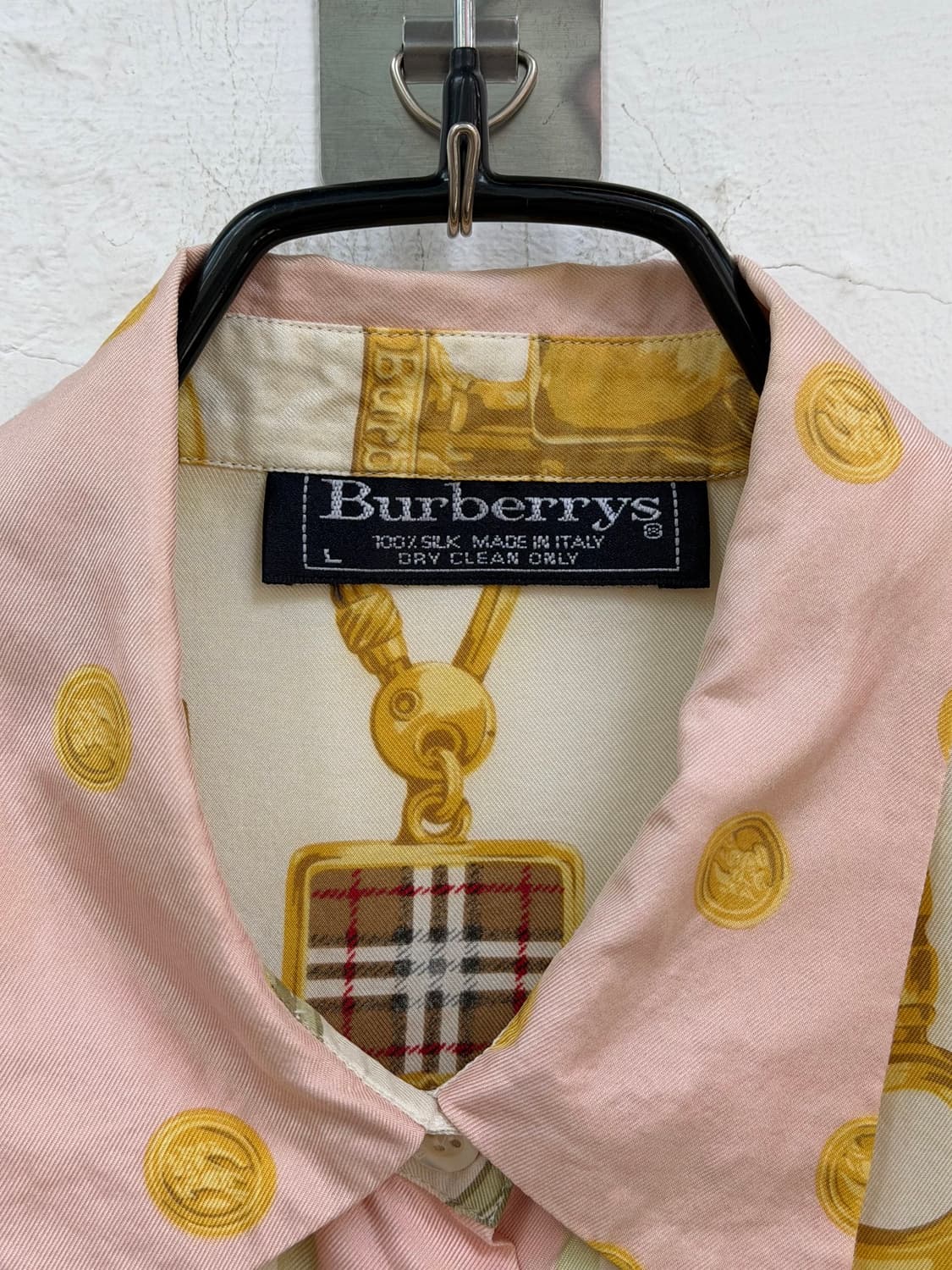Burberrys 버버리 90s 빈티지 키링패턴 실크셔츠 L 상품이미지2