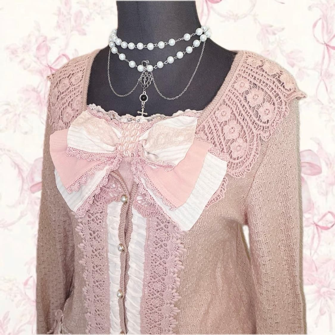 엑시즈팜 핑크 공주 리본 가디건 히메갸루 라떼갸루 일본빈티지 짜잔씨 상품이미지2