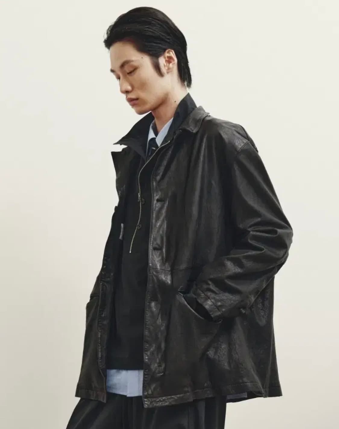 유스 워시드레더 자켓 L사이즈 상품이미지1