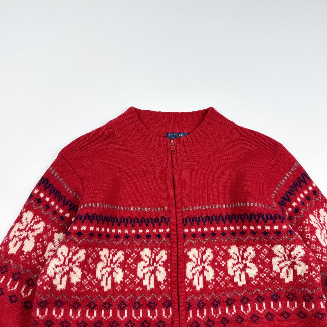 VTG 빈티지 재팬 눈꽃 레드 니트 집업 (S 여성추천) 상품이미지1