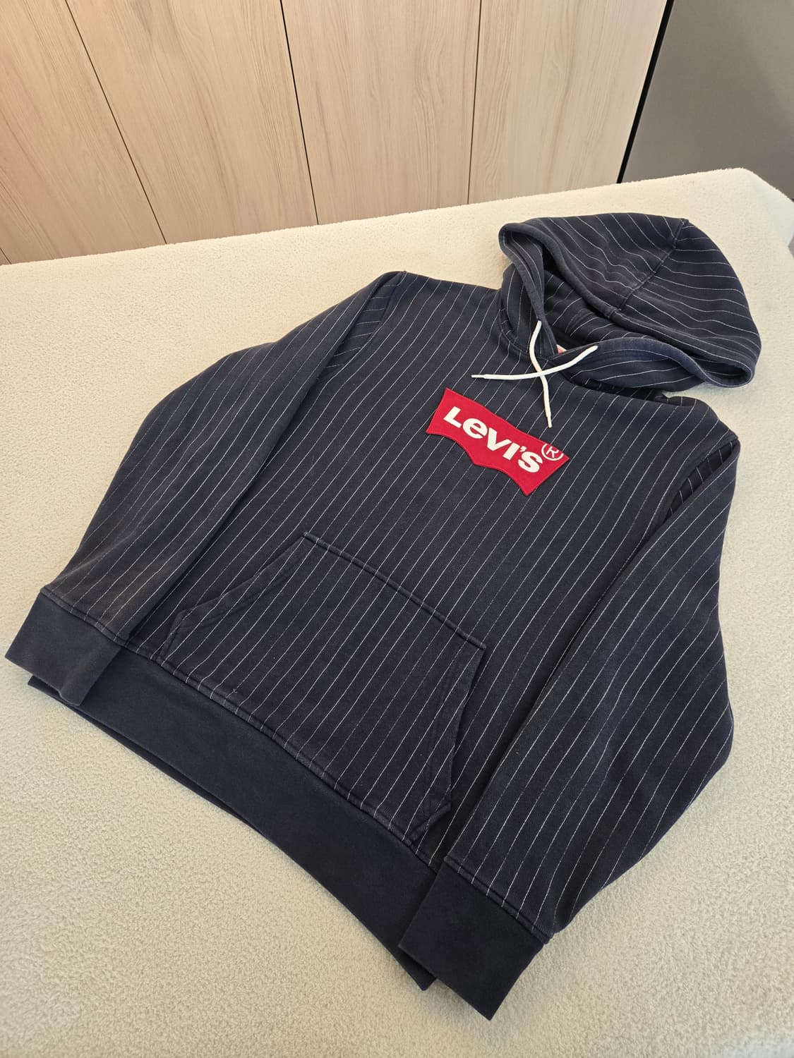 리바이스 스트라이프 후드티 네이비 M 상품이미지1
