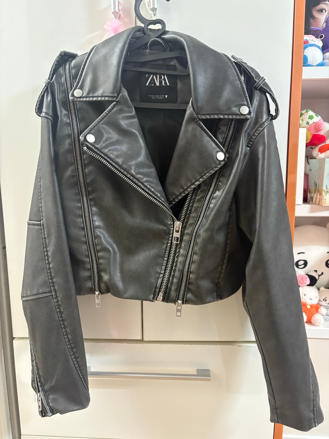 자라 블랙 레더 바이커 자켓 상품이미지4