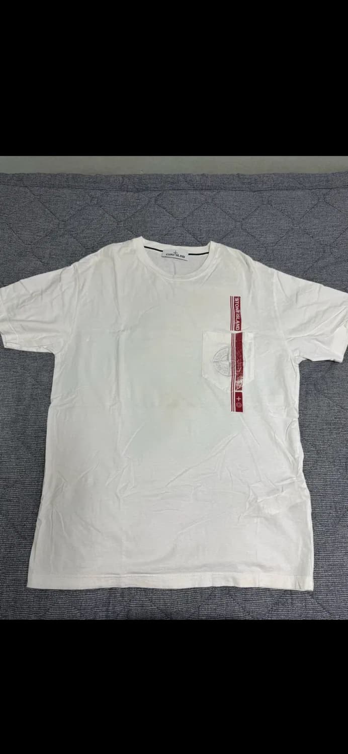 스톤아일랜드 화이트 포켓 반팔 티셔츠(XL) 상품이미지4