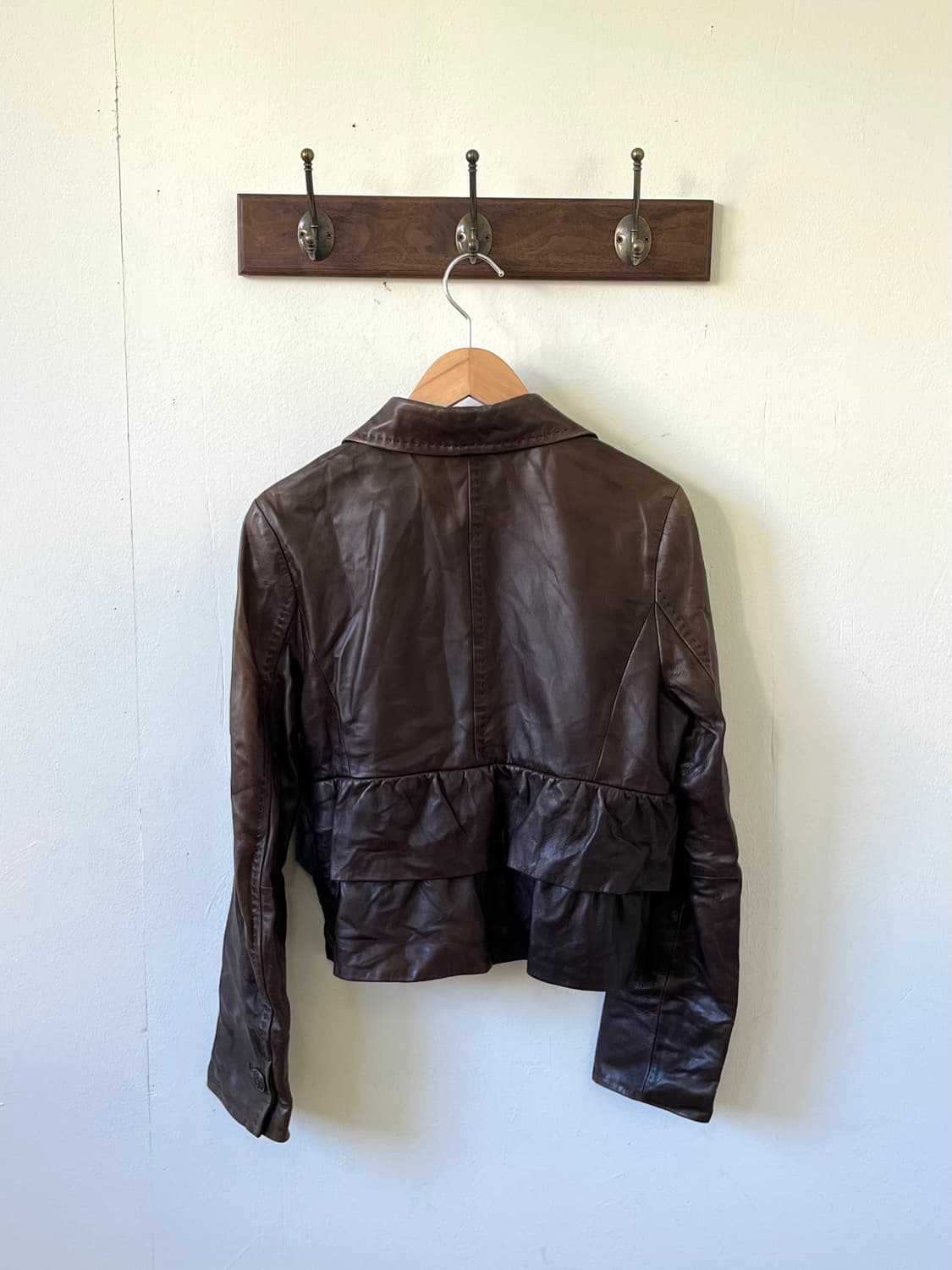 SCAPA 다크브라운 프릴 레더 자켓 상품이미지3